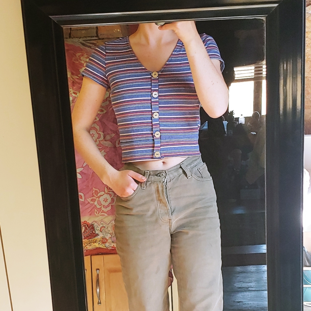 Mock button down blouse